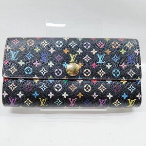 Louis Vuitton LV Long Wallet Black Monogram MultiColor 500-081825